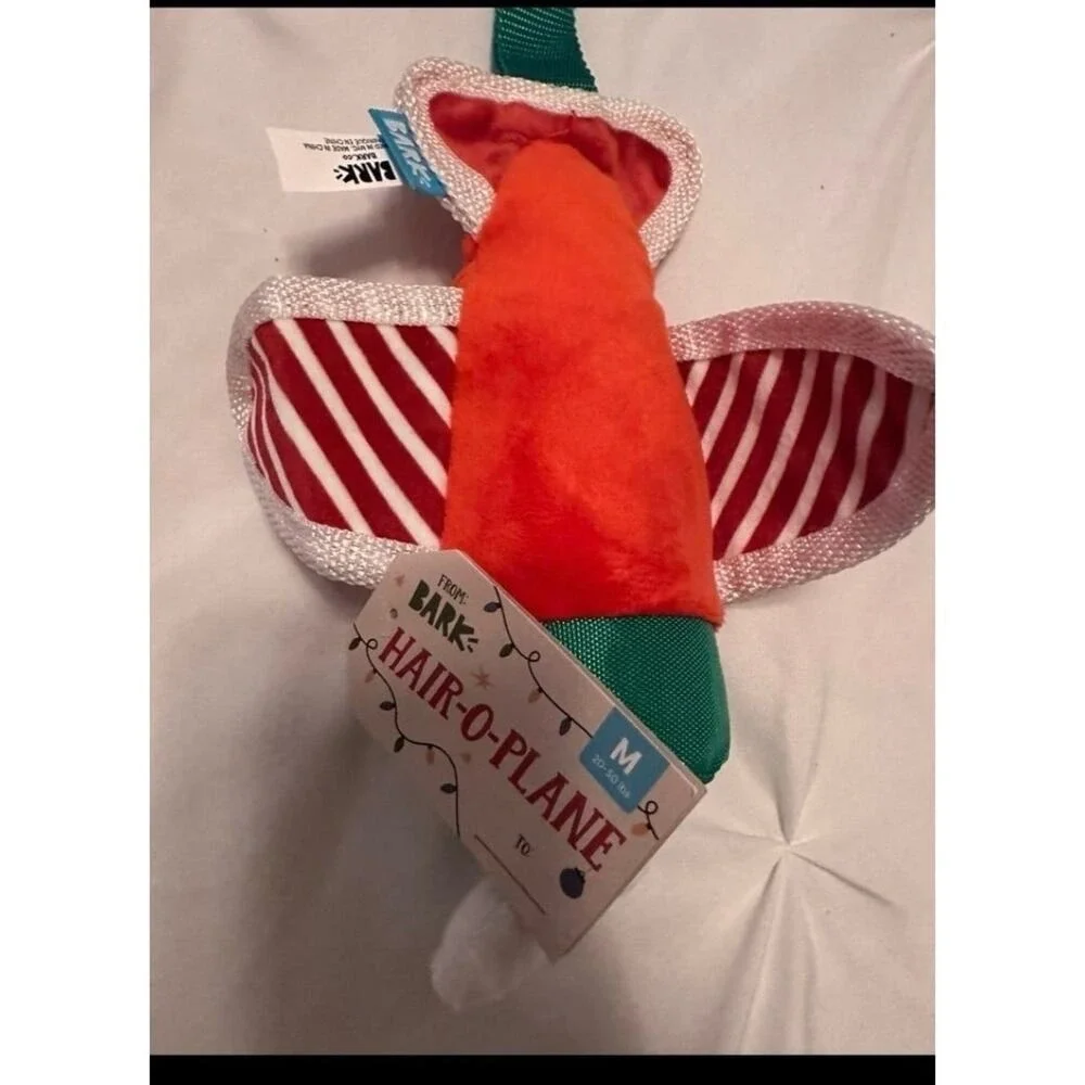 BarkBox Hair-O-Plane Plush Dog Toy Holiday Christmas‎ Airplane Green M/L bark